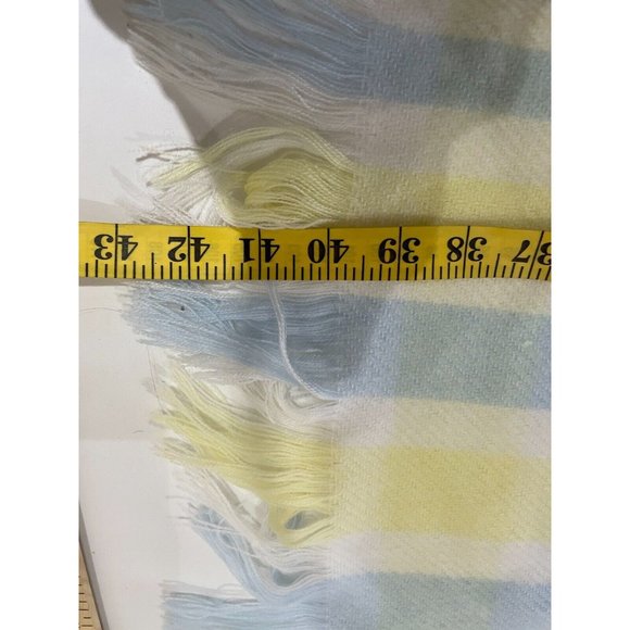 Vtg Pata Cake Japan Pastel Plaid Fringe %100 Acrylic Baby Blanket plaid waffle - Picture 7 of 8